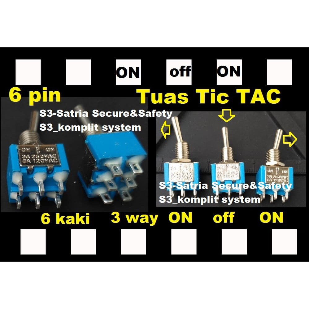 Jual Switch Saklar Toggle 6 Pin Tuas On Off On Togel 3 Arah 6 Kaki