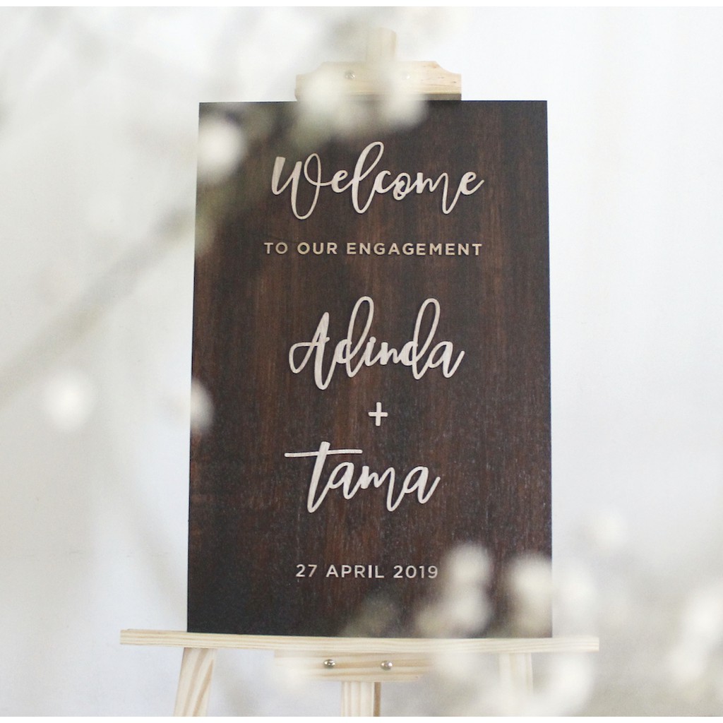 Jual Welcome Sign 60 X 40 Dekorasi Lamaran Wooden Sign Wedding