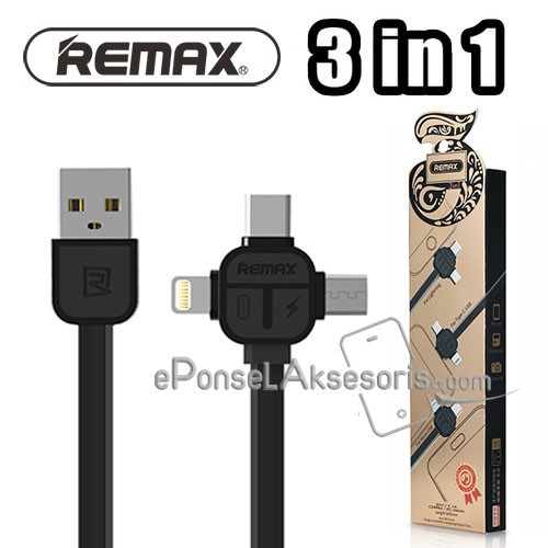 Jual Kabel Data Remax 3in1 Apple Lightning Micro USB Type C Fast