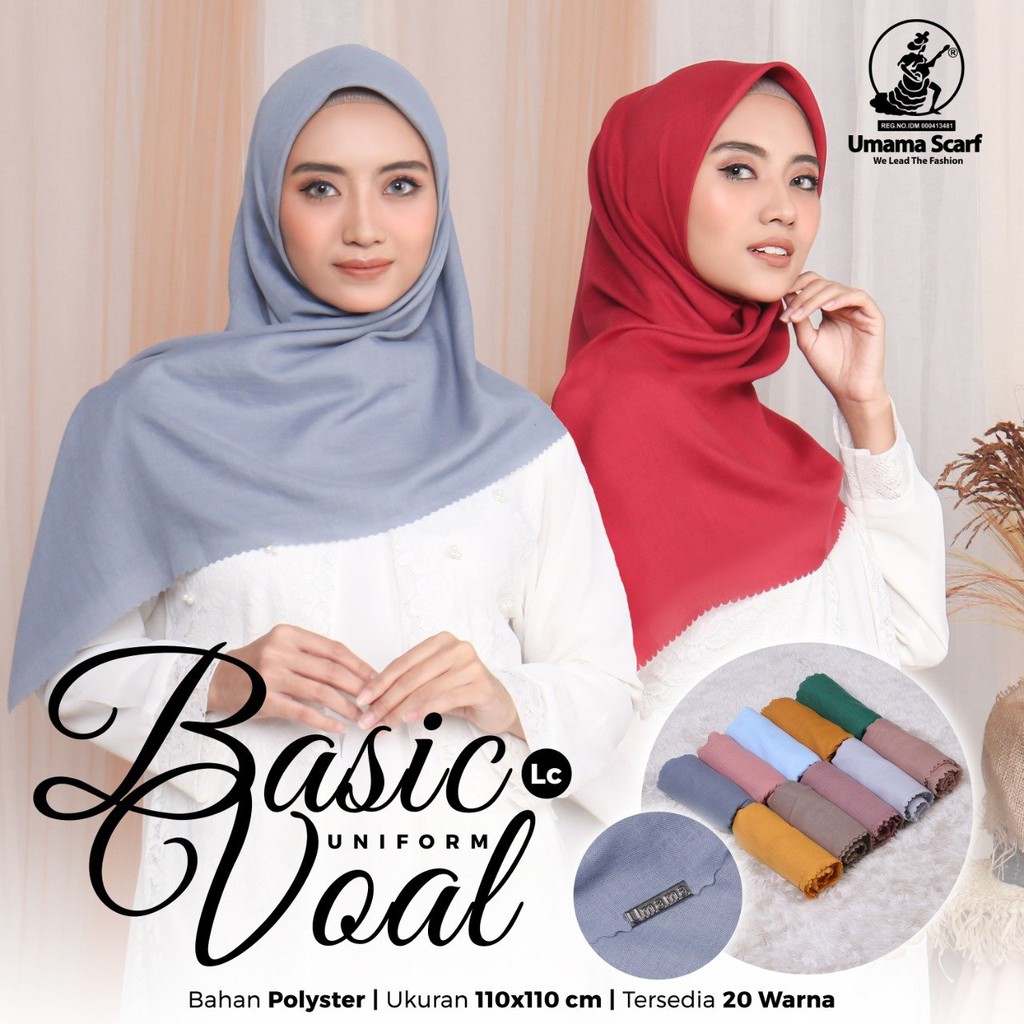 Jual Umama Scarf Kerudung Segi Empat Polos Basic Voal Uniform Laser