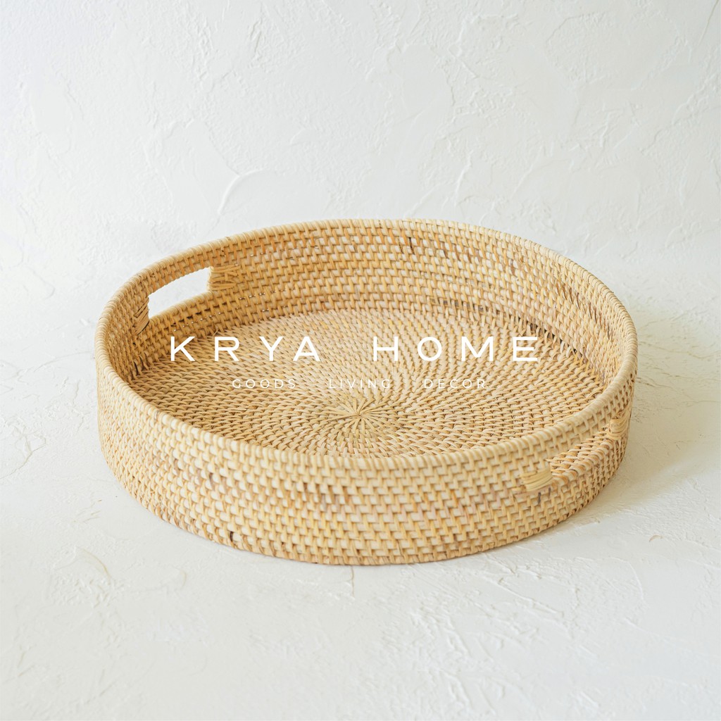 Jual Krya Home Baki Rattan Bayan Tray Natural Home Decor Shopee