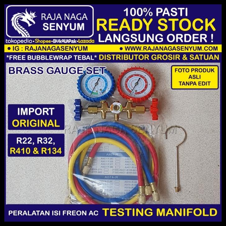 Jual Testing Manifold Brass Double Gauge Set Freon Ac R22 R32 R410