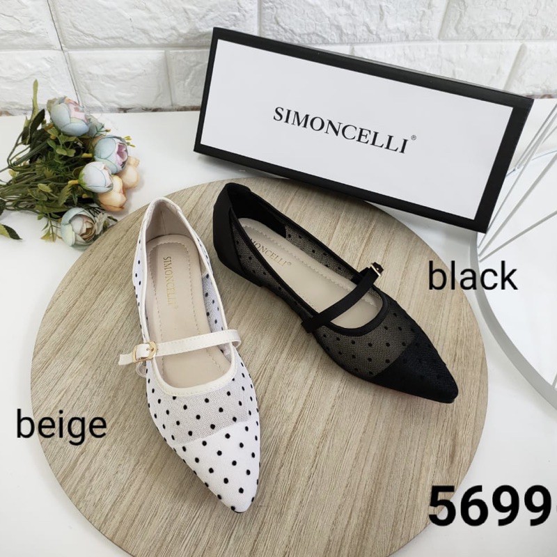 Jual Flatshoes Dots By Simoncelli 5699 Brukat Strap Import High Quality