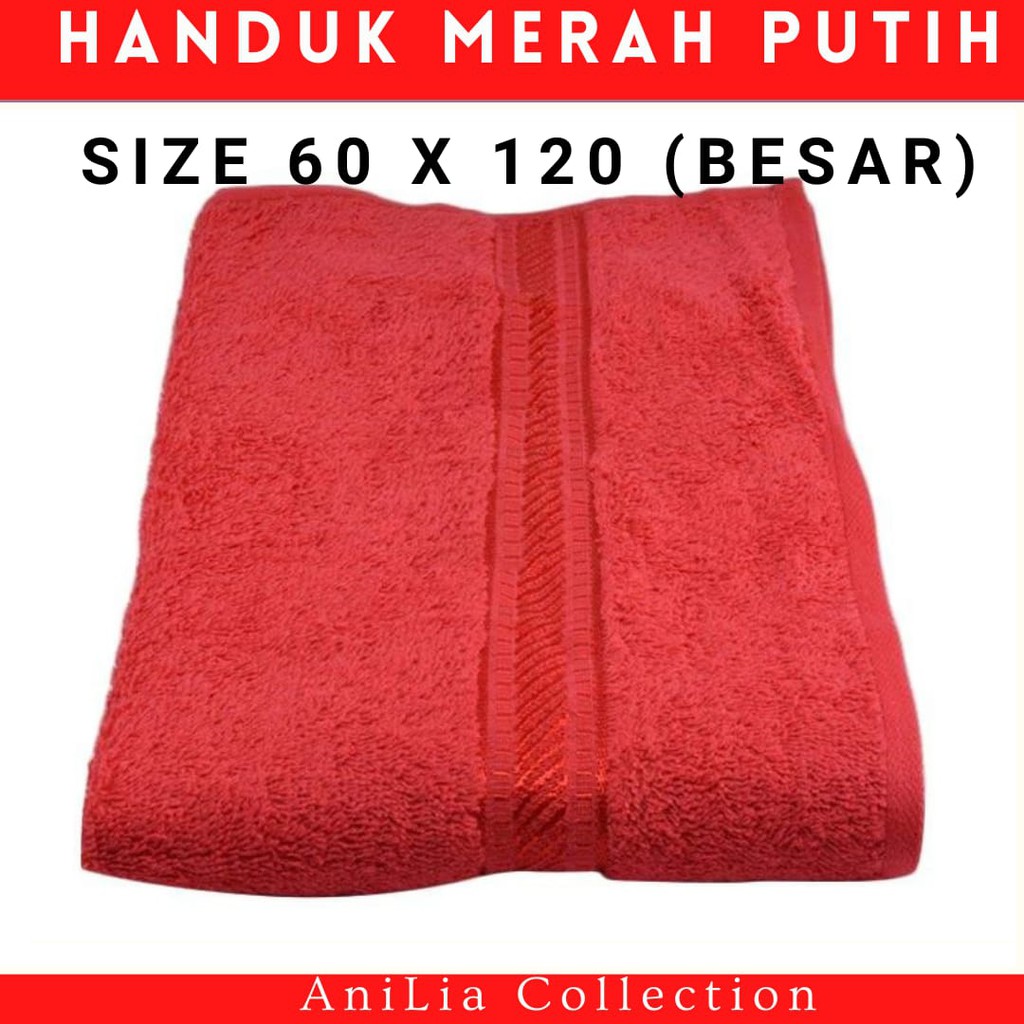 Jual BISA COD MERAH PUTIH Handuk Mandi BESAR Ukuran 60 X 120