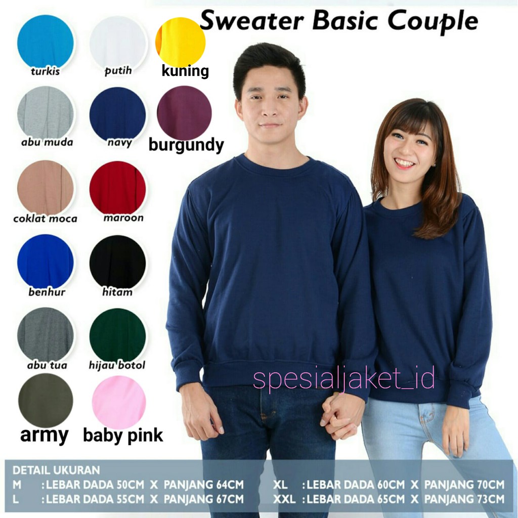 Jual SWEATERPOLOS CREWNECK BASIC POLOS M XXL COWO CEWE Shopee