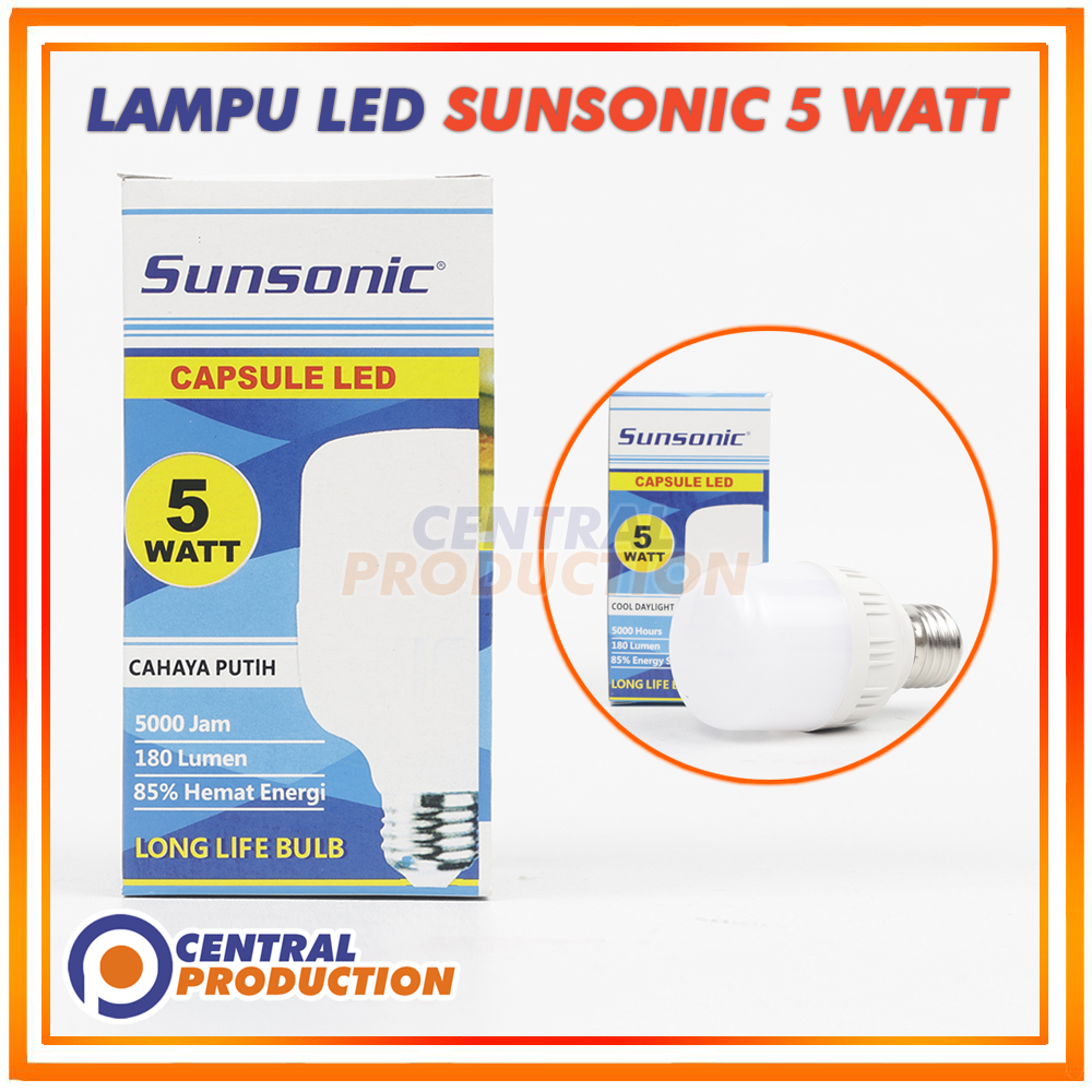 Jual Lampu LED SUNSONIC 5 Watt HEMAT ENERGI Warna Putih Bohlam Kapsul