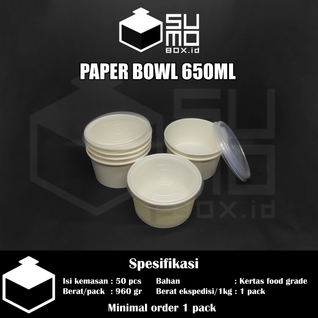 Jual Paper Bowl Ml Tutup Mangkuk Kertas Wadah Kertas Tebal