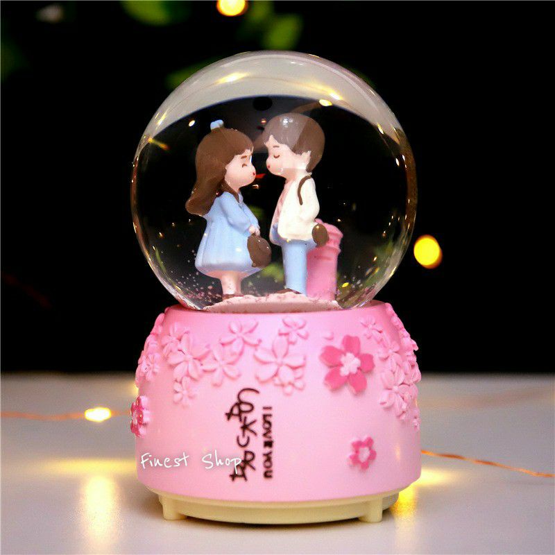 Jual NEW Kotak Musik Couple Snowball Korea JUMBO Moonlight Pajangan