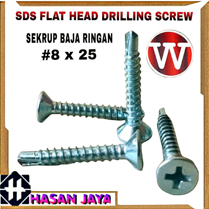 Jual 100 PCS Skrup Sekrup Roofing SDS FH 8x25 8x32 Baut Sekrup Baja