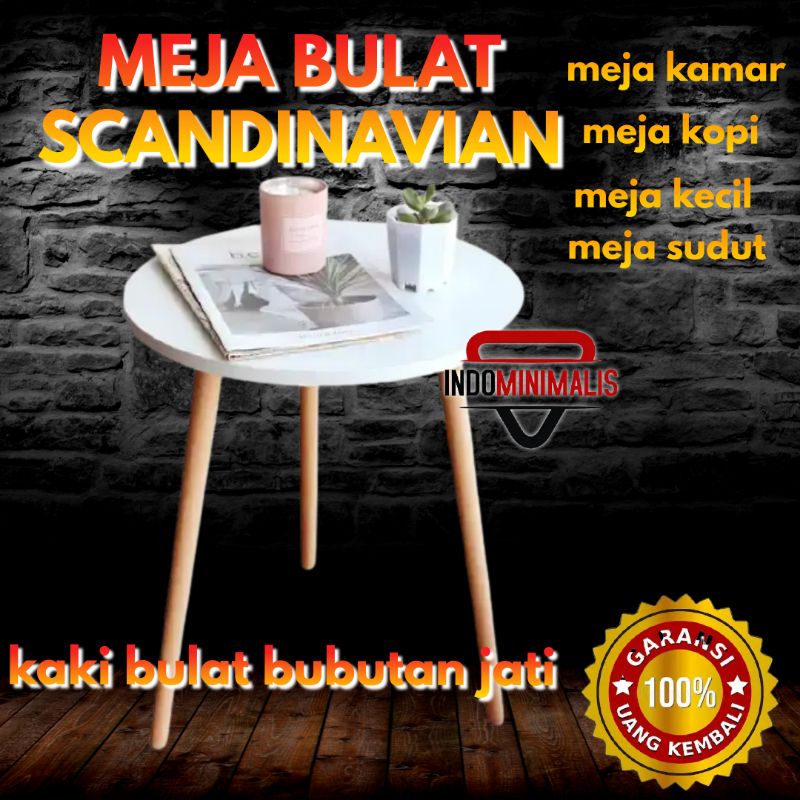 Jual Meja Bulat Bundar Minimalis Dekorasi Sudut Ruang Tamu Scandinavian