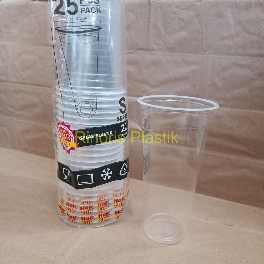 Jual Gelas Plastik Cup Plastik Gelas Plastik 22 Oz HOK Bening Isi 25