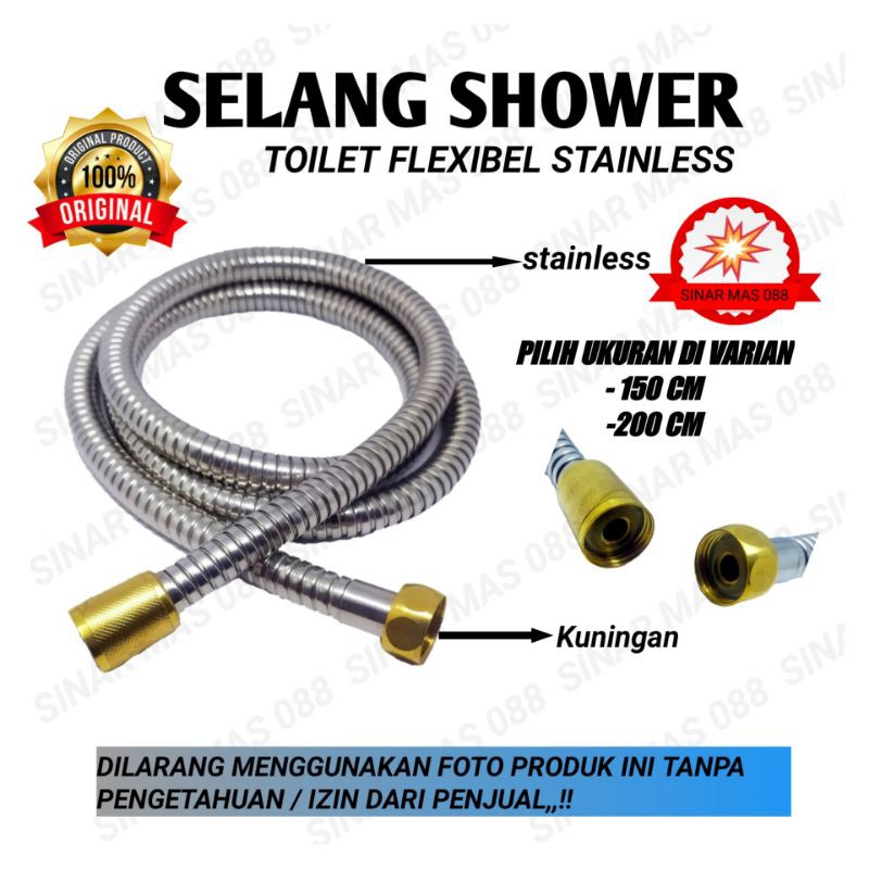 Jual SELANG SHOWER 150CM 200CM KUNINGAN ASLI SLANG SHOWER SELANG