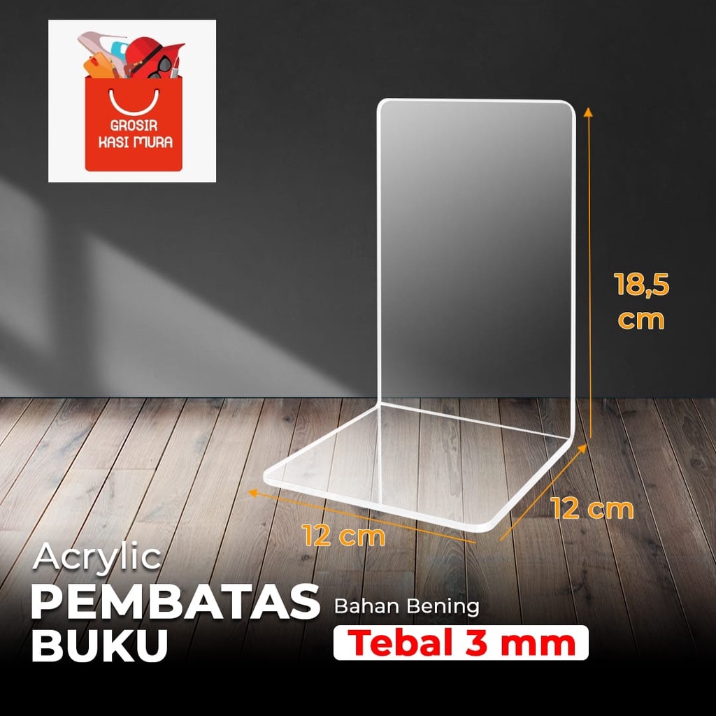 Jual Acrylic Akrilik Pembatas Buku Penahan Akrilik Book Stand 3mm