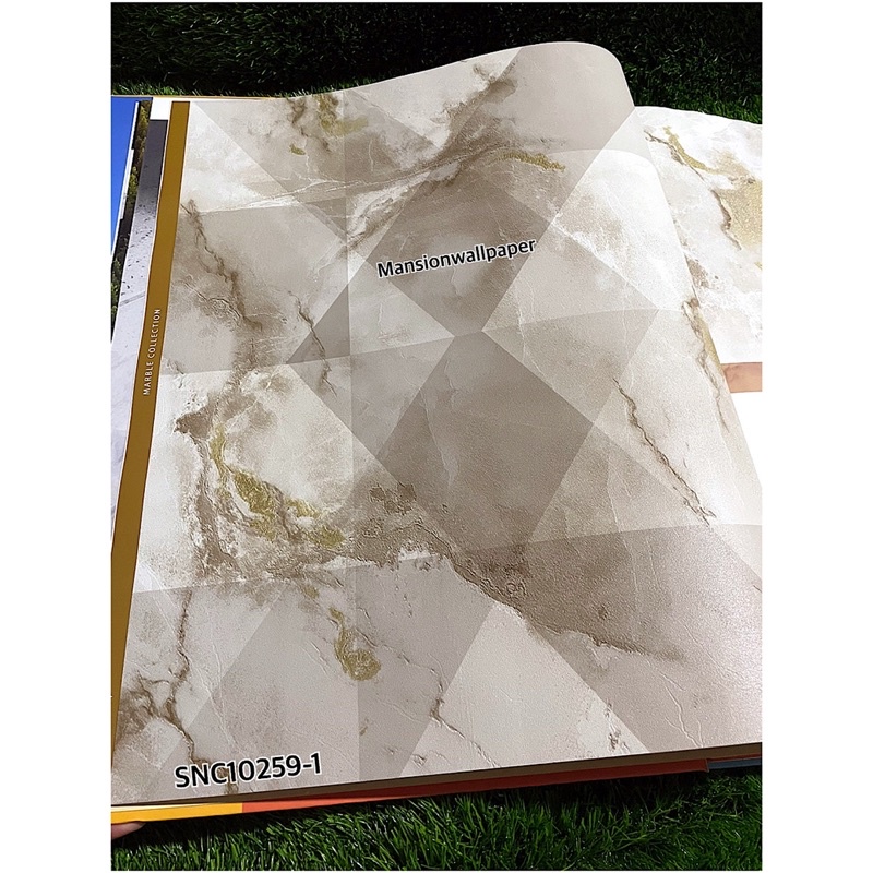 Jual Wallpaper Dinding Korea Marmer Granit Marble Geometri Abu Cream