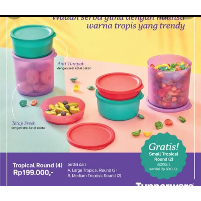 Jual Tropical Round Tupperware Isi Toples Snack Tupperware Toples