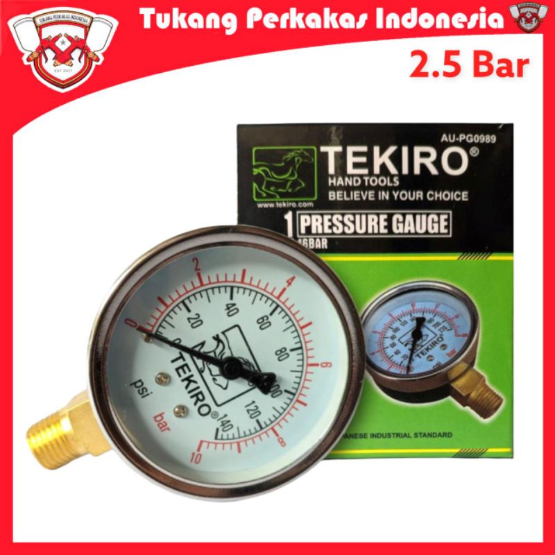 Jual Tekiro Pressure Gauge Bar Pengukur Tekanan Angin Bar