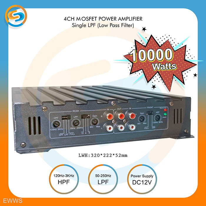 Jual Power Amplifier 4 Channel Power Ampli Mobil Singgle Lpf Ewws