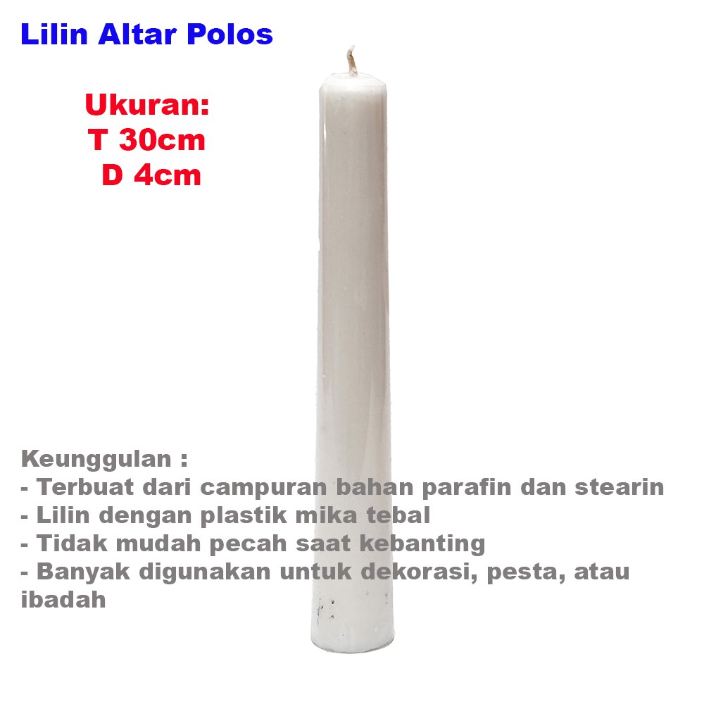 Jual Lilin Doa Misa Altar Gereja Paskah Warna Putih Polos Uk X Cm