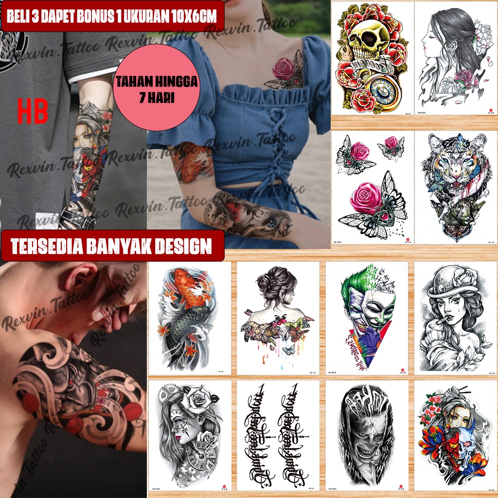 Jual Tato Temporer Tatto Temporary Ukuran Setengah Tangan Waterproof