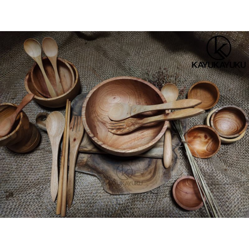 Jual Mangkok Kayu Wooden Bowl Cm Shopee Indonesia