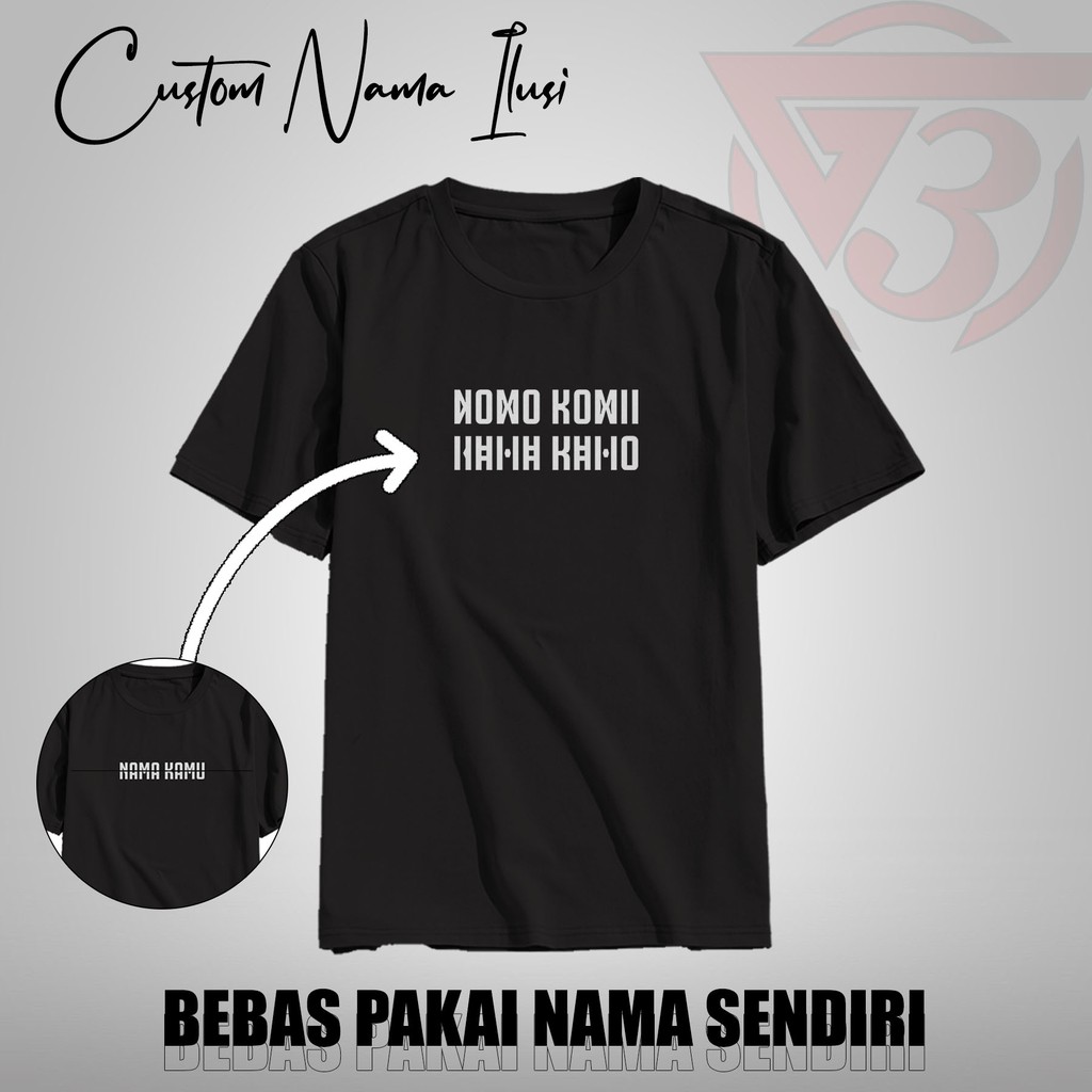 Jual Baju Kaos T Shirt Distro Ilusi Lipat Viral Custom Nama Request