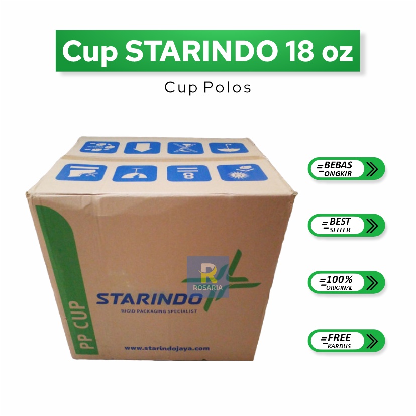 Jual CUP Plastik Datar 18 Oz STARINDO Cup Bening Gelas Minuman Shopee