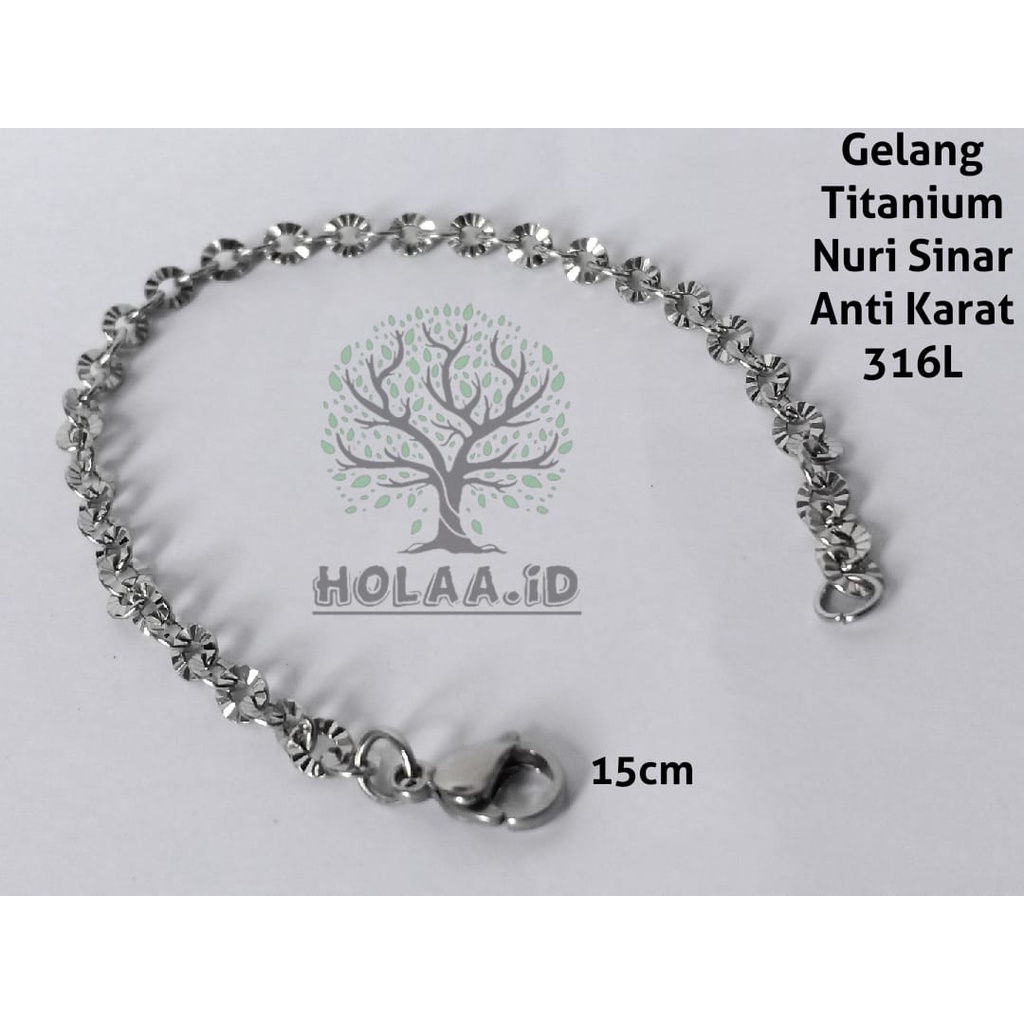 Jual Gelang Rantai Titanium Nuri Sinar Anti Karat Stainless Steel