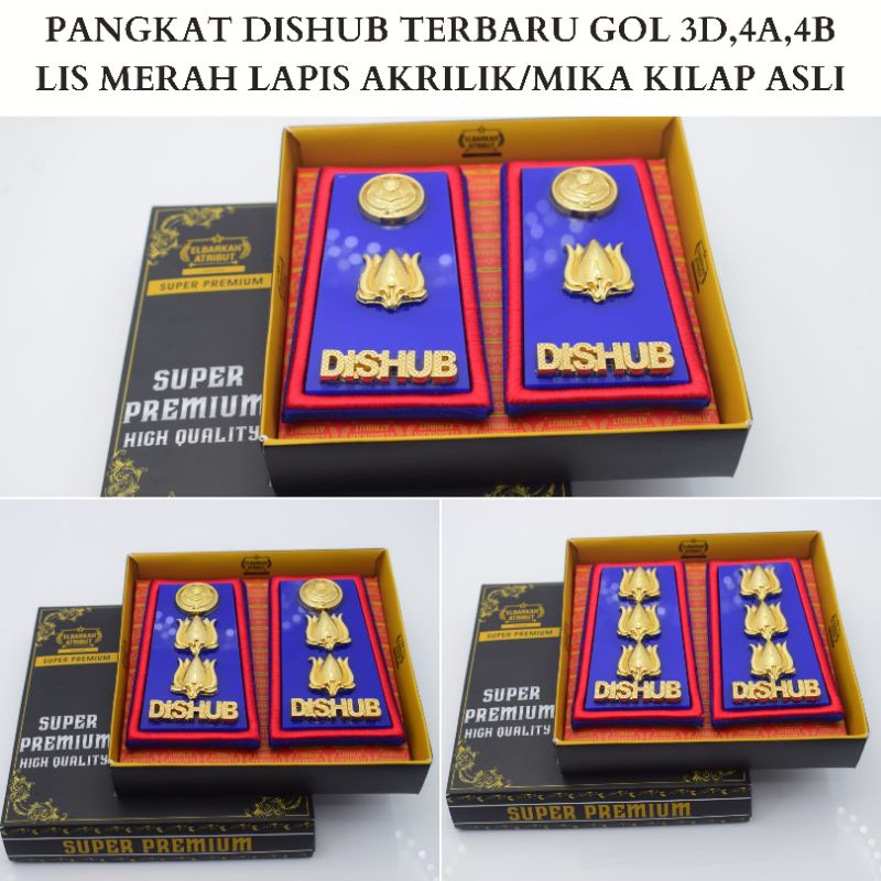 Jual Pangkat DISHUB Terbaru Gol 3d 4a 4b Lis Merah Lapis Akrilik Mika