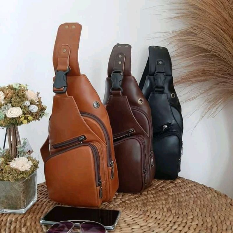 Jual Tas Slempang Kulit Asli Pria Full Kulit Asli Sling Bag Pria Kulit