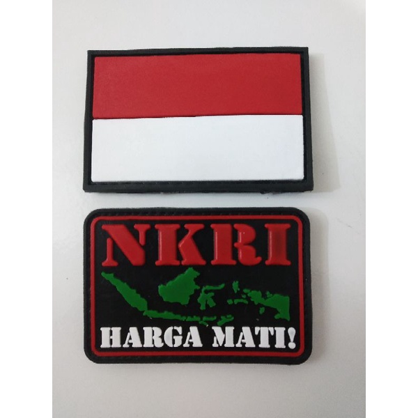 Jual Patch Rubber Satu Set Bendera Merah Putih Dan Logo NKRI Pulau