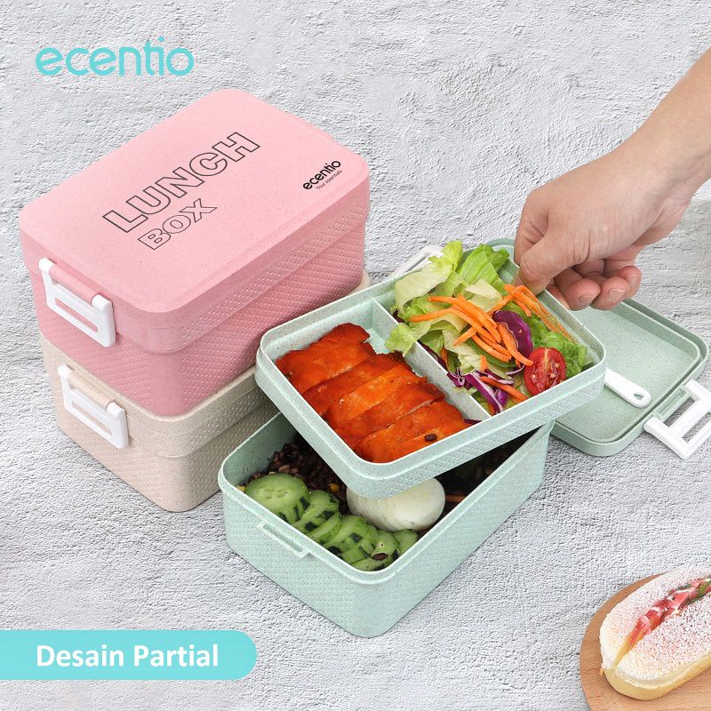 Jual READY STOK COD KOTAK MAKAN LUNCH BOX ECENTIO 1 Grid Dan Kapasitas