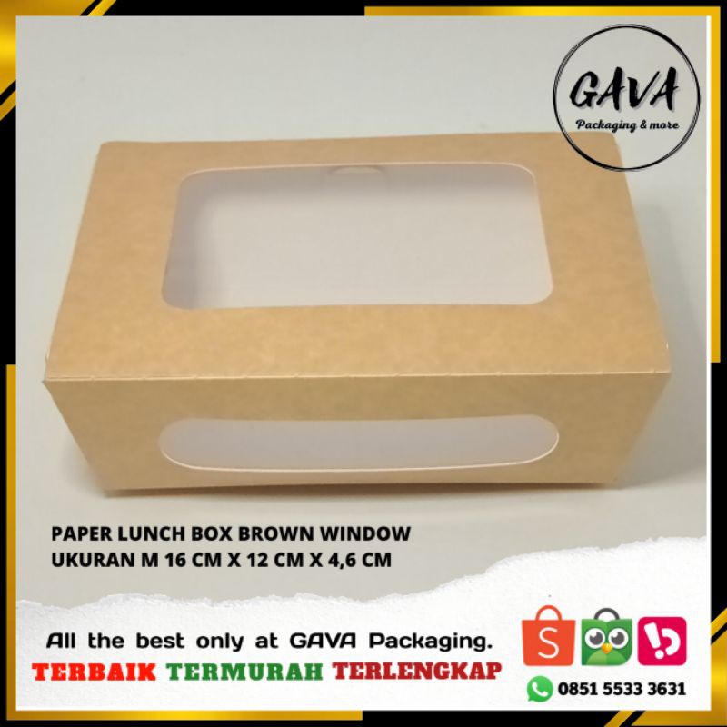 Jual Paper Lunch Box Brown Window Kemasan Kotak Makan Ukuran M Dan L