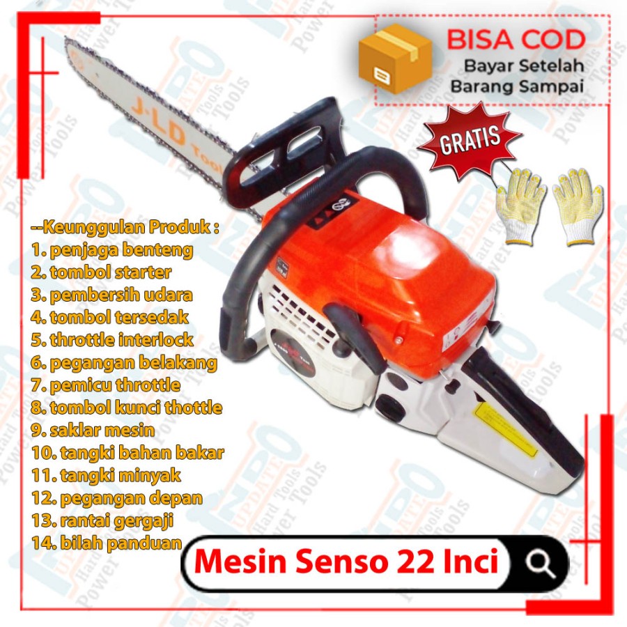 Jual Mesin Gergaji Potong Kayu Besar Chainsaw Inch Senso Tak Jld