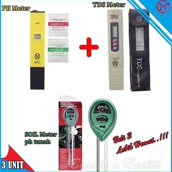 Jual Promo Paket Alat Ukur PH Meter TDS Meter SOIL Meter Shopee