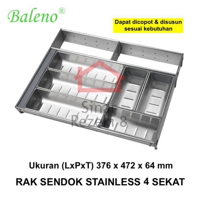 Jual Rak Tempat Sendok 4 STAINLESS Garpu Pisau Sekat Laci Dapur Alat