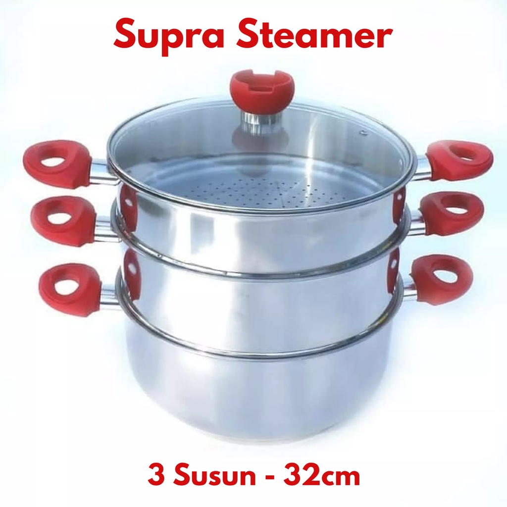 Jual Supra Steamer 32cm 3 Susun Panci Kukusan Stainless Steel