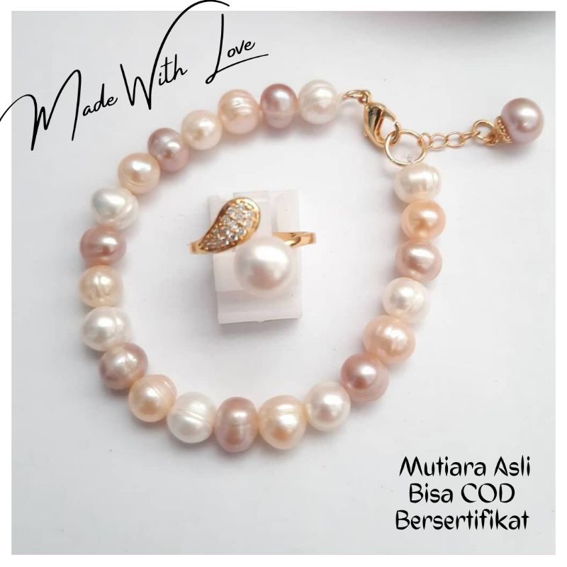 Jual Set Gelang Cincin Wanita Mutiara Lombok Asli Bersertifikat Murah