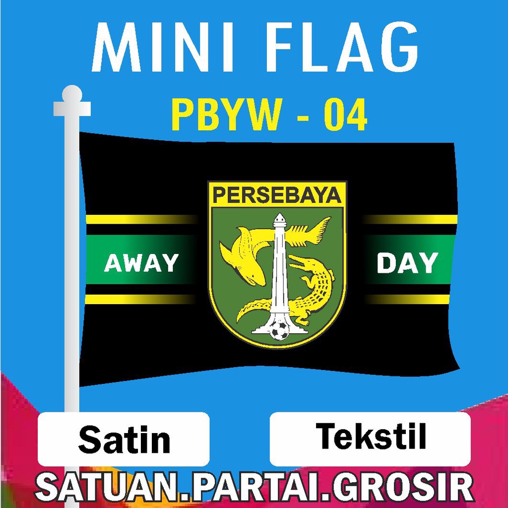 Jual Mini Flag Persebaya Away Day Bendera Persebaya Away Day