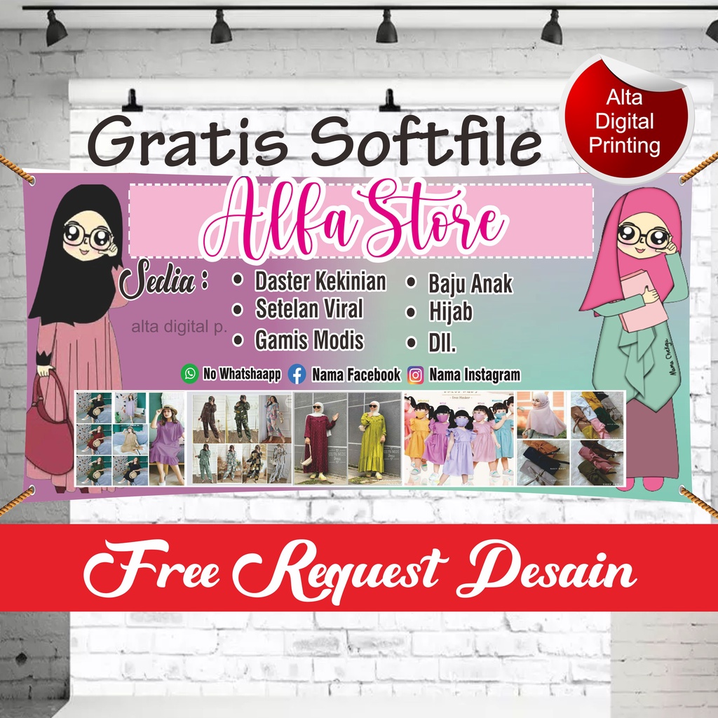 Jual Free Design Banner Olshop Toko Warung Wedding Banner Event