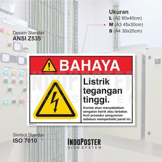 Jual Stiker Label Safety Sign Rambu K3 ANSI Panel Listrik Tegangan