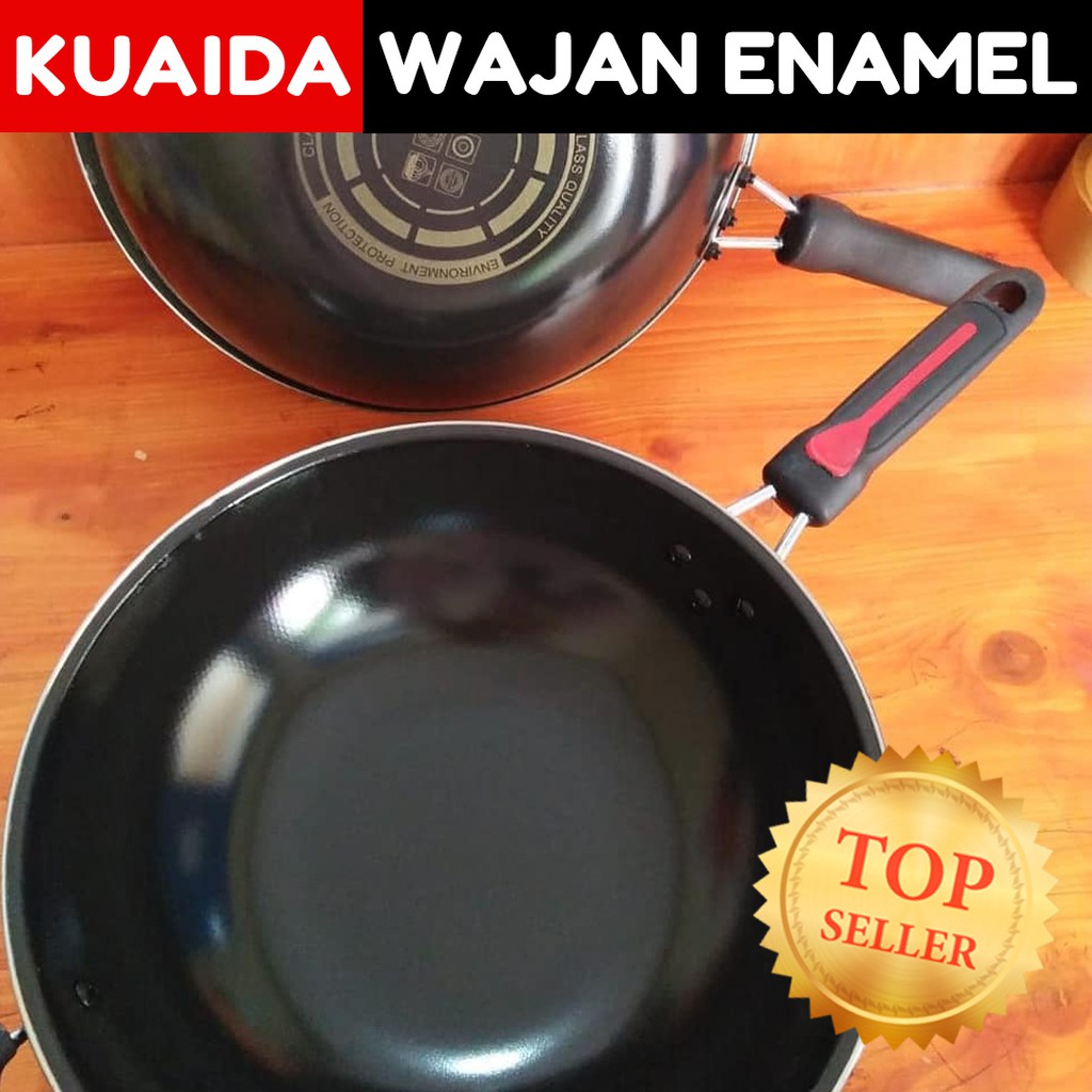 Jual Wajan Enamel Gagang Kuping Hitam Cm Anti Gores Shopee Indonesia