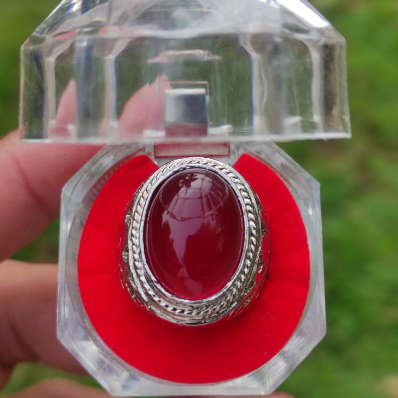 Jual Cincin Batu Akik Red Baron Premium Ring Alpaka Super Natural