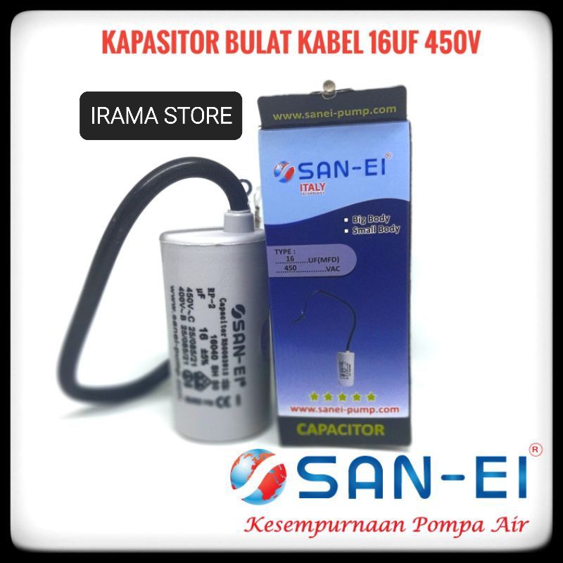 Jual SAN EI Kapasitor Bulat 16uf 450V Kapasitor Kabel Pompa Air 16 Uf