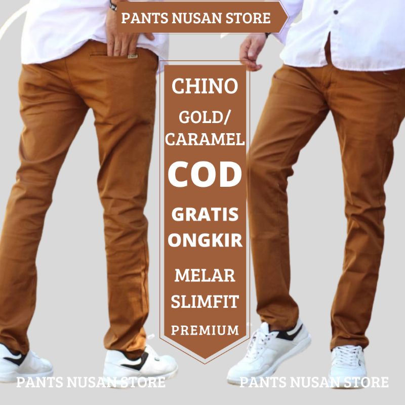 Jual Celana Chino Cino Cinos Chinos Gold Caramel Merah Bata Panjang