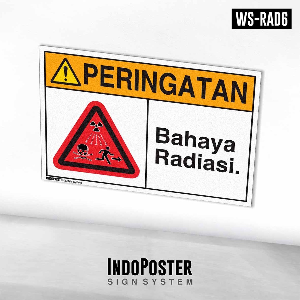 Jual Safety Sign Rambu K3 ANSI Peringatan Bahaya Radiasi Pengion