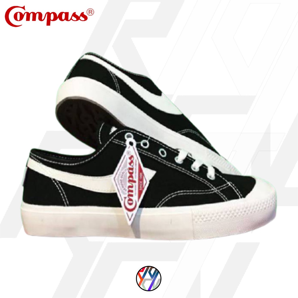 Jual SEPATU COMPASS GAZELLE BLACK WHITE LOW Shopee Indonesia