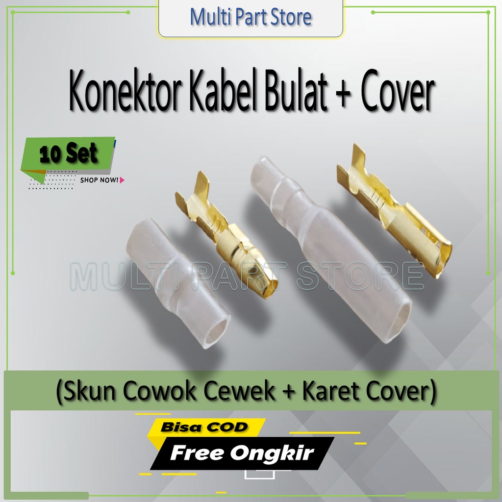 Jual Skun Soket Konektor Kabel Bulat Cowok Cewek Karet Cover 10