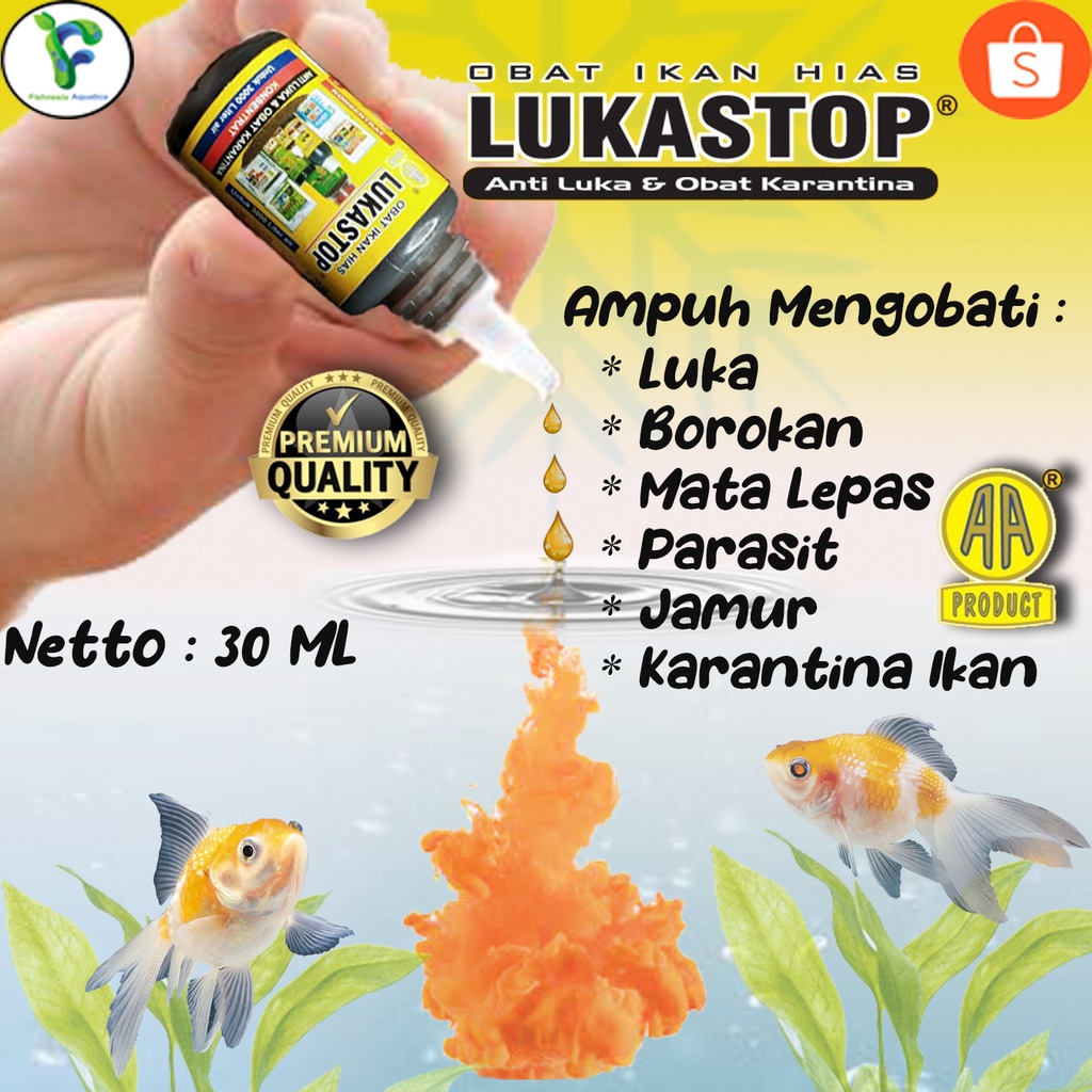 Jual Obat Ikan Lukastop 30ml Obat Ikan Infeksi Luka Sisik Luka Sirip