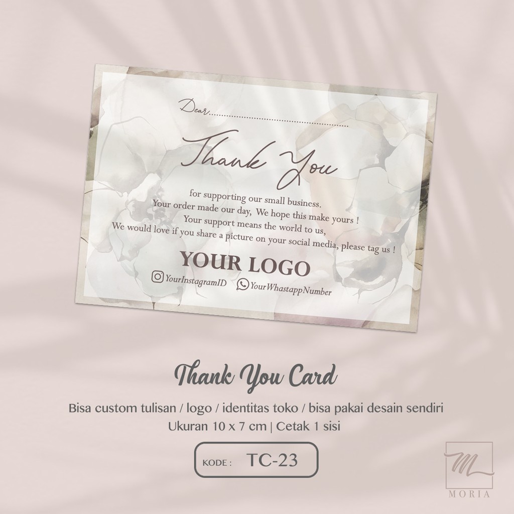 Jual TC23 Custom Thank You Card Kartu Ucapan Terima Kasih