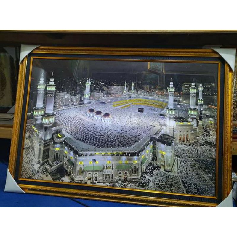 Jual Kaligrafi Kabah Makah Lampu Murotal 30 Juzz Ukuran 100x75cm